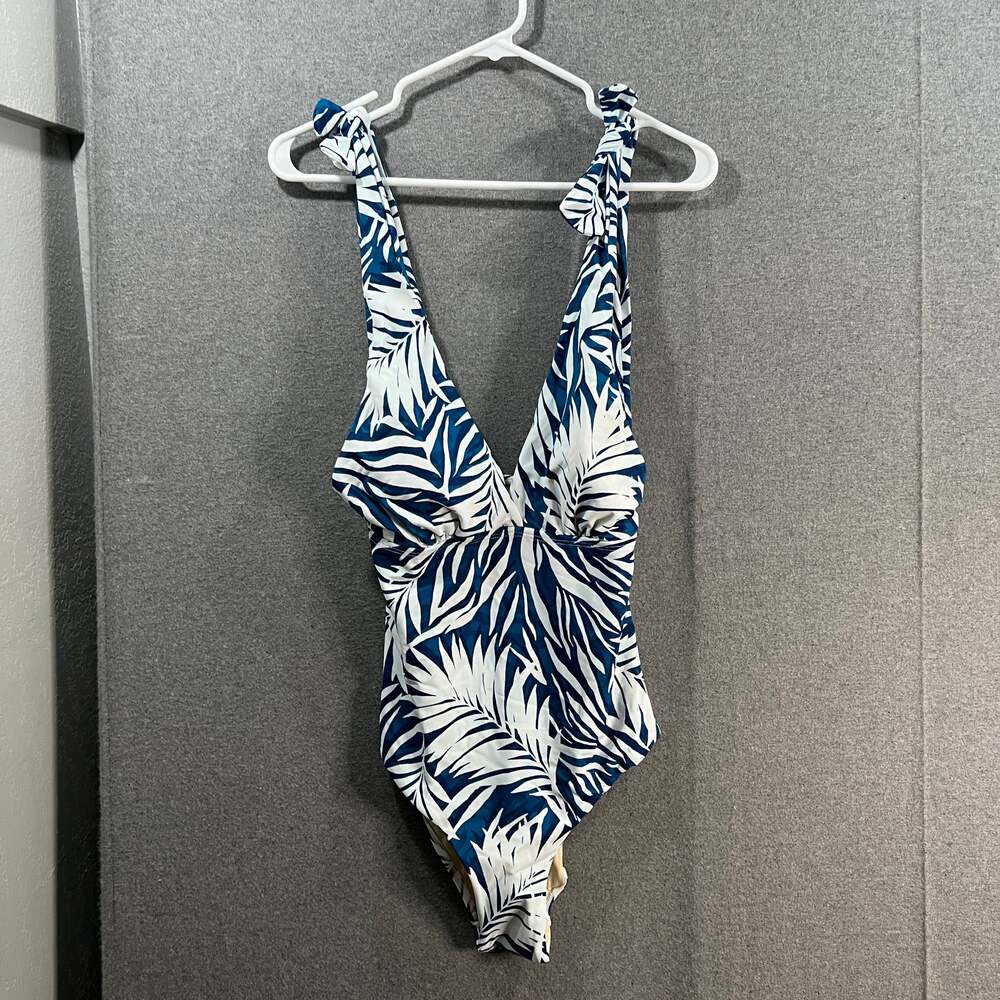 Kim Gravel x Swimsuits For All Tie Shoulder One Piece Key West Palm Blue Size 6